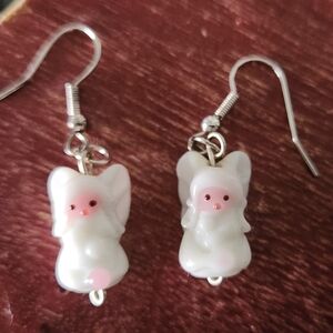 White Angel Earrings for Small Pets